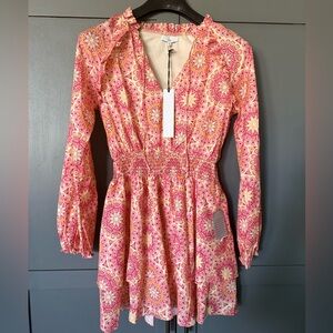 NSR Pink and Orange Long Sleeve Dress